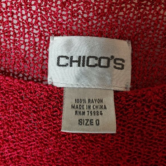 Women’s Chico's RED Asymmetrical Sweater Fringed 0 - Picture 3 of 9
